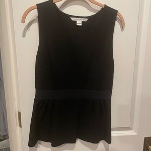 Diane von Furstenberg DVF Black Sleeveless Peplum Top Size 2